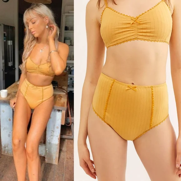 New spell designs Lana organic cotton bralette M sunflower yellow saffron bra - Picture 3 of 16